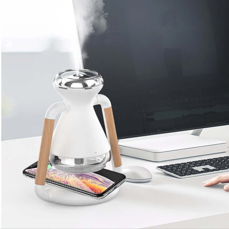 Rotatable Humidifier and Aroma Diffuser - Wireless Ultrasonic Air Purifier USB Charging Desktop