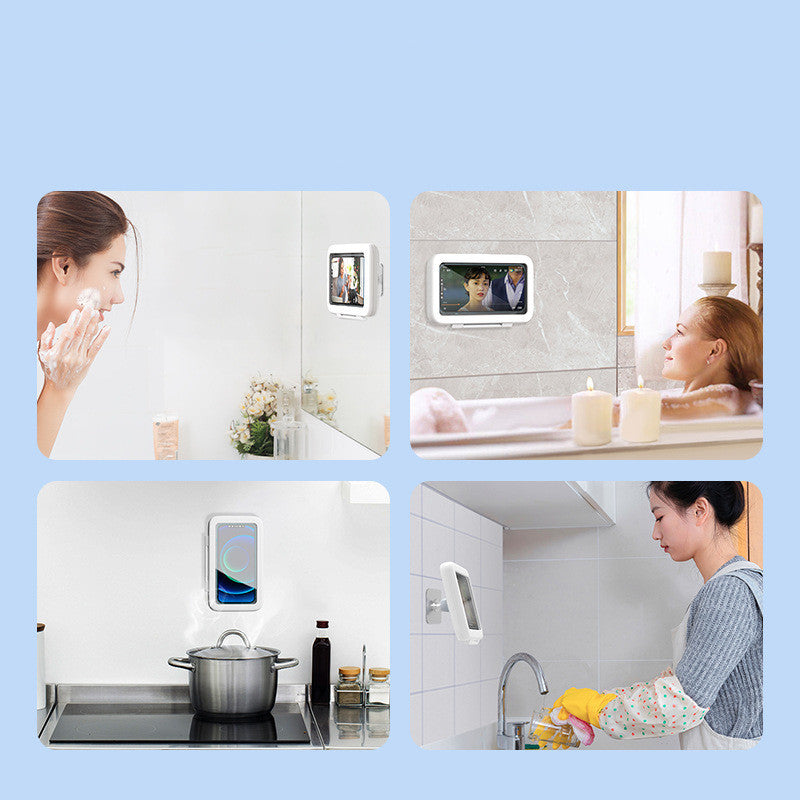 Touchscreen-Friendly Waterproof Shower Phone Holder - Wall Mount Case